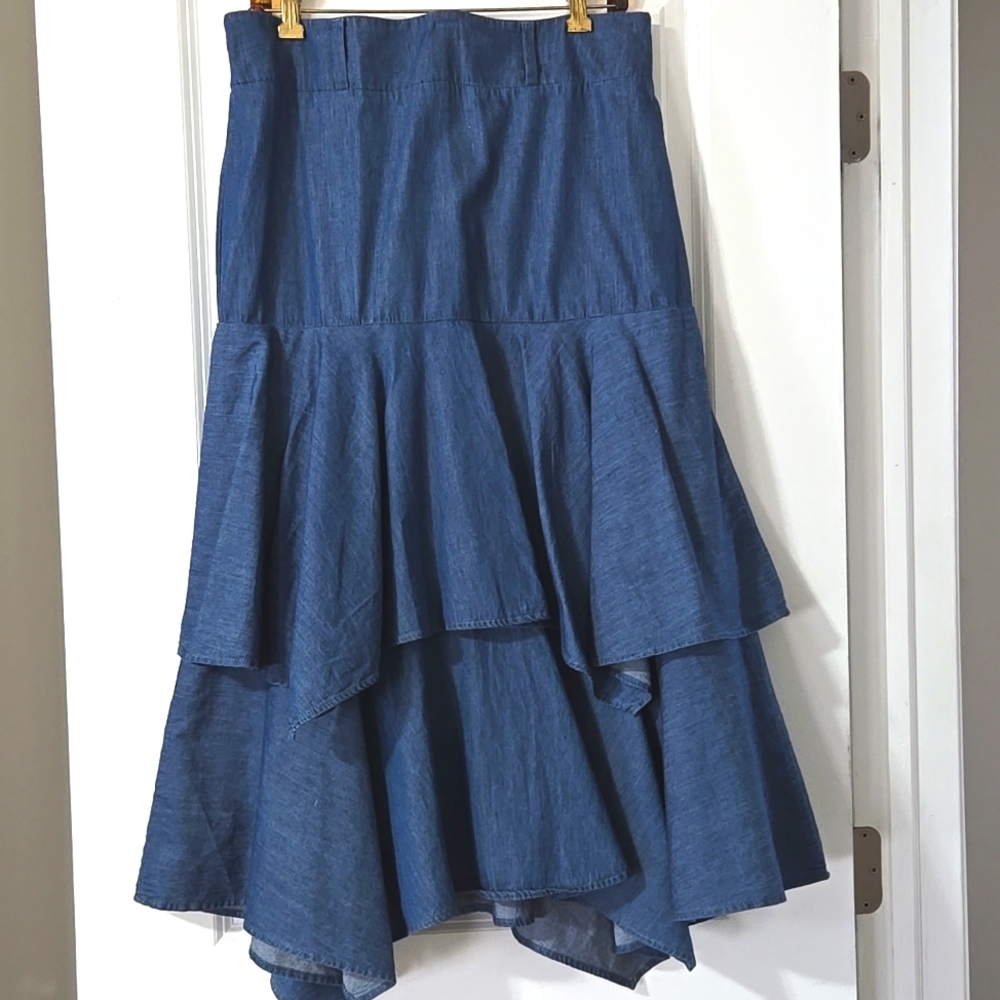 NWOT Denim Ruffle layer skirt
